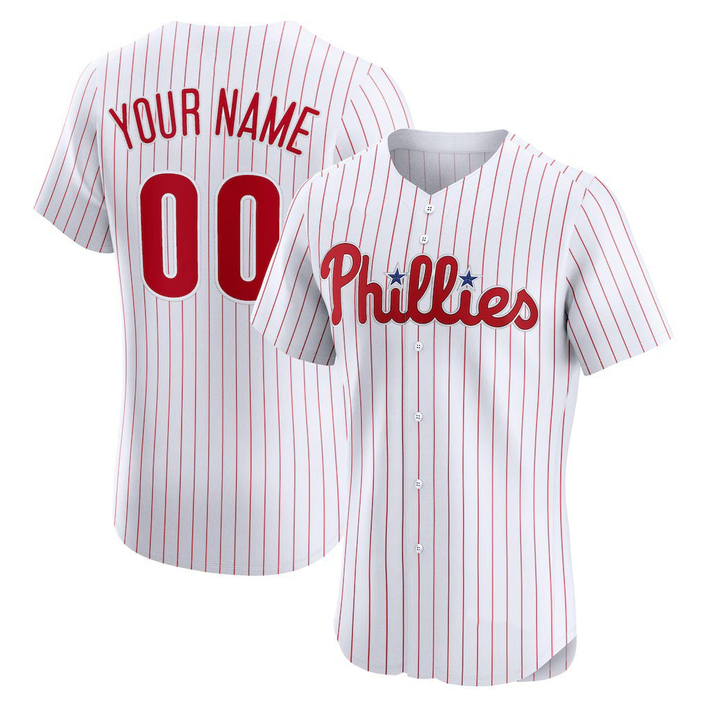 Custom Philadelphia Phillies White Jereymy Home Elite Jersey