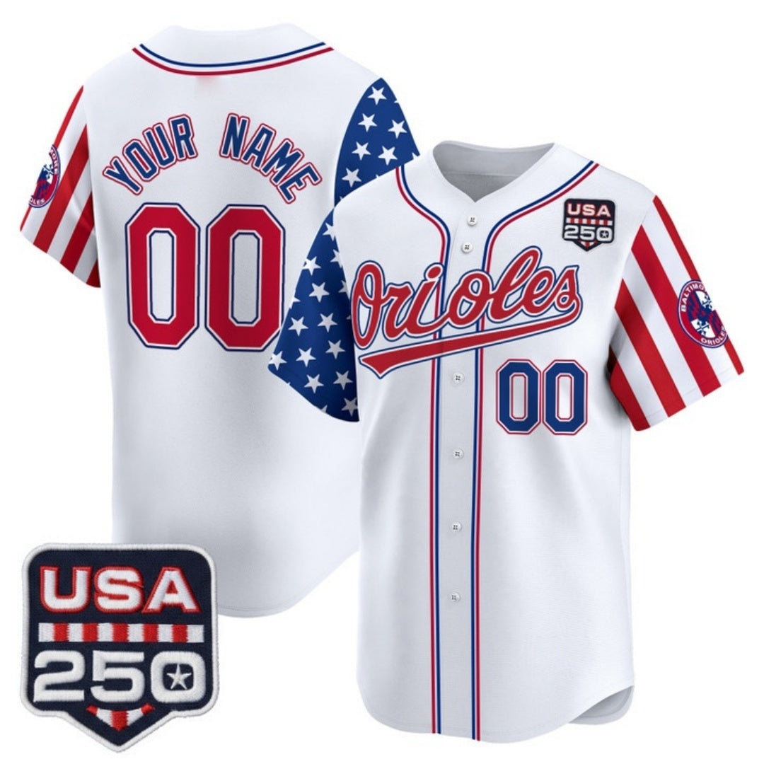 Custom Baltimore Orioles America 250 Edition Vapor Premier Limited White Jereymy Stitched Jerseys