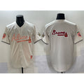 Atlanta Braves Team Big Logo Cream Jereymy 2024 Atliens & Peach With Outkast Patch Vapor Limited Stitched Jersey