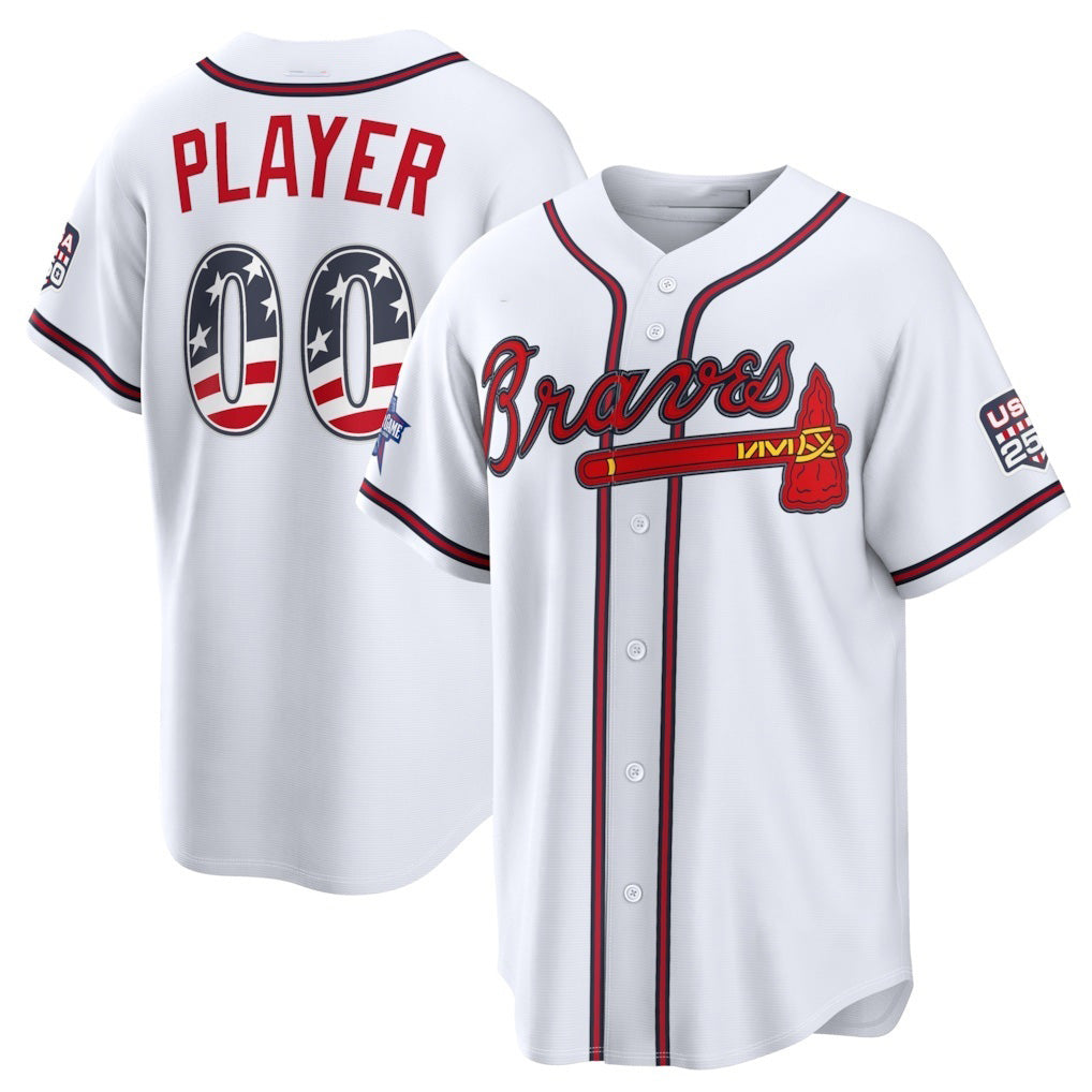 Custom Atlanta Braves 2026 All-Star Edition Stars & Stripes White Jereymy Stadium Pick-A-Player Jersey