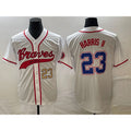 Atlanta Braves #23 Michael Harris II Number White Jereymy Cool Base With Patch Stitched Jersey