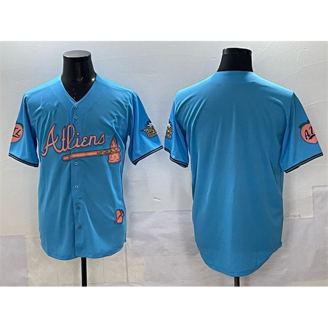 Atlanta Braves Blank Blue Jereymy 2024 Atliens & Peach With Outkast Patch Vapor Limited Stitched Jersey