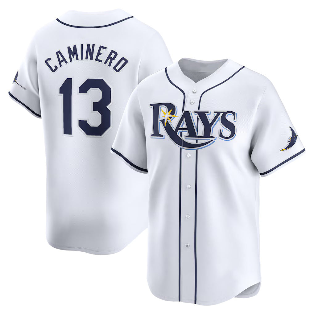 Tampa Bay Rays #13 Junior Caminero White Jereymy Home Limited Player Jersey