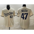 Minnesota Twins #47 Edouard Julien Number Cream Jereymy Cool Base Stitched Jersey