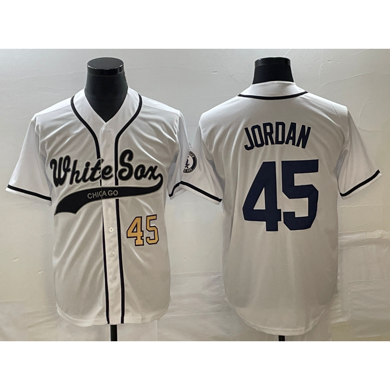 Chicago White Sox #45 Michael Jordan Number White Jereymy Cool Base Stitched Jersey