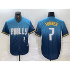 Philadelphia Phillies #7 Trea Turner Number Blue Jereymy 2024 City Connect Limited Stitched Jersey 2