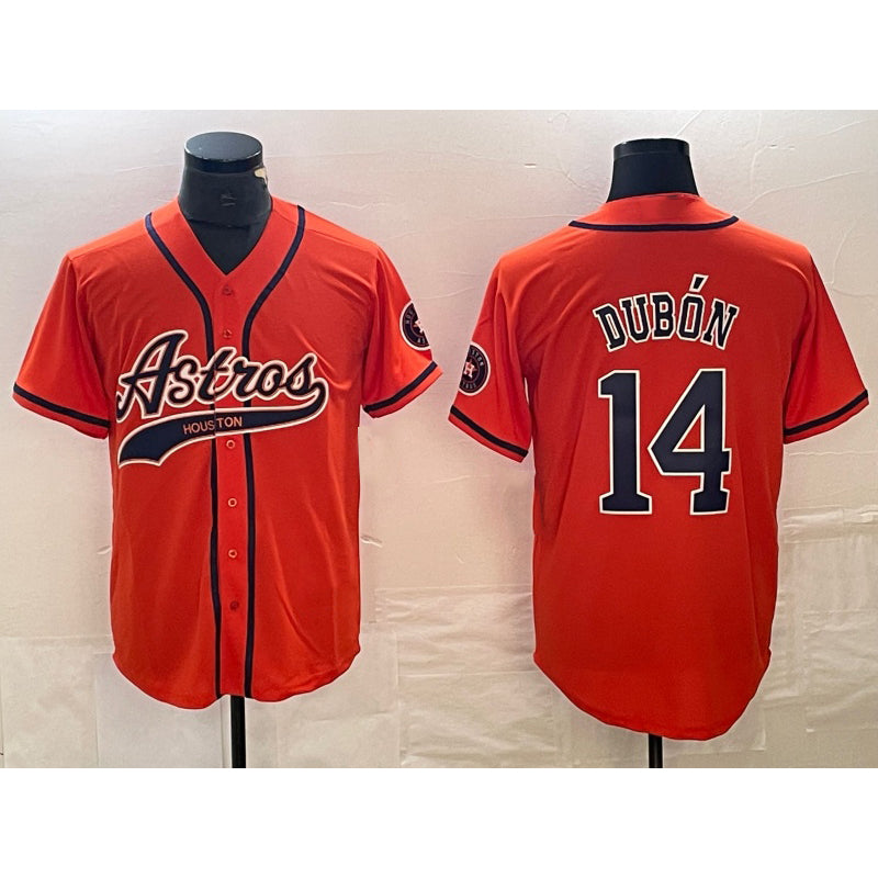 Houston Astros #14 Mauricio Dubon Orange Jereymy With Patch Cool Base Stitched Jersey
