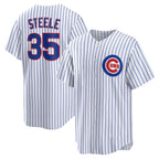 Chicago Cubs #35 Justin Steele White Jereymy Home Replica Jersey