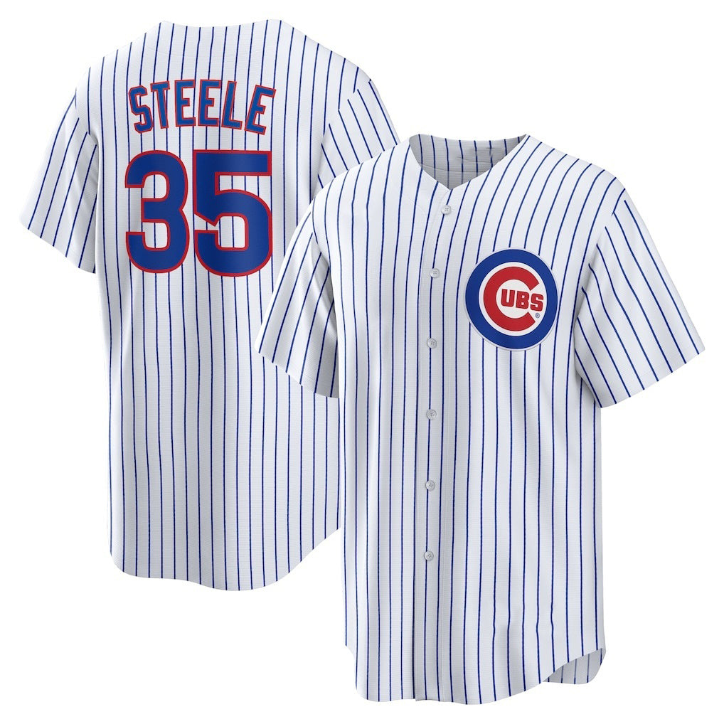 Chicago Cubs #35 Justin Steele White Jereymy Home Replica Jersey