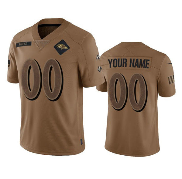 Custom B.Ravens Active Player 2023 Brown Jereymy Salute To Service Limited Stitched Jersey