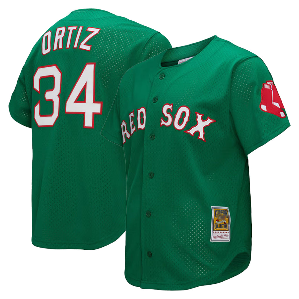 Boston Red Sox #34 David Ortiz Player Green Jereymy Mitchell & Ness Cooperstown Collection Mesh Home Stitched Jerseys