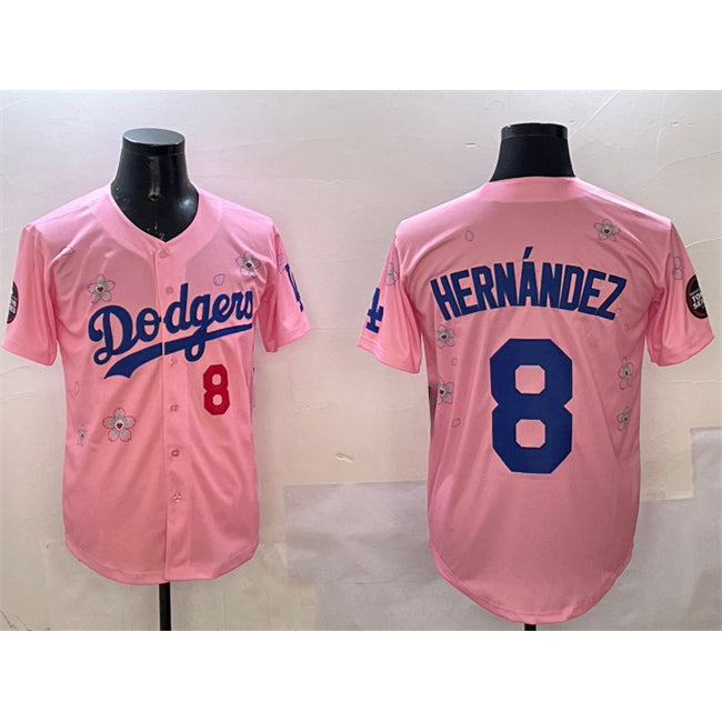 Los Angeles Dodgers #8 Enrique Hern¨¢ndez Pink Jereymy 2025 Tokyo Series Limited Stitched Jersey