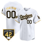 Custom Los Angeles Dodgers 2024 Jackie Robinson Patch Vapor Premier Limited Jersey ¨C White Gold Jereymy
