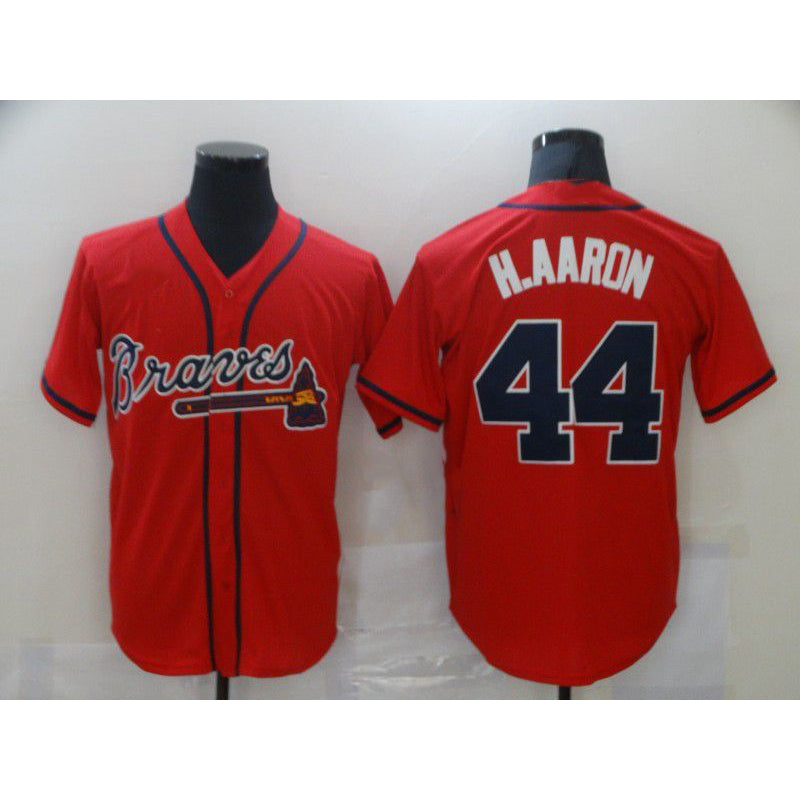 Atlanta Braves #44 Hank Aaron Red Jereymy Game Jerseys
