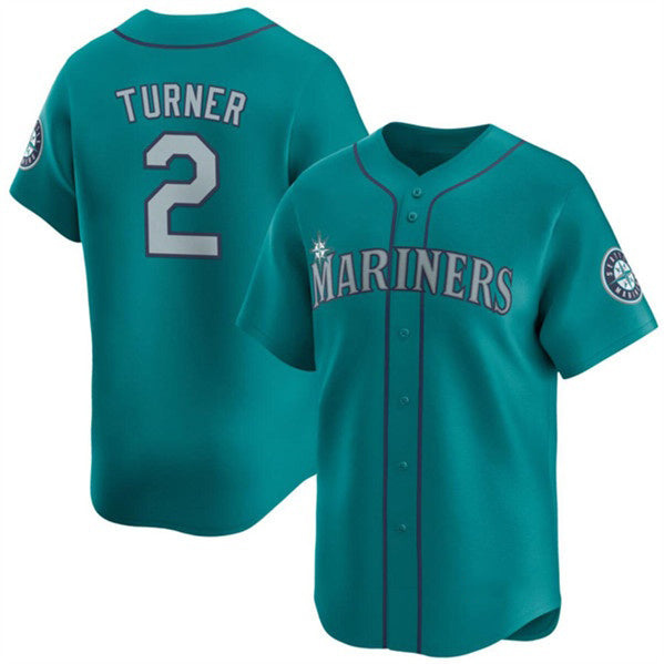Seattle Mariners #2 Justin Turner Aqua Jereymy Alternate Limited Stitched jersey