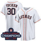 Houston Astros #30 Kyle Tucker White Jereymy 2022 World Series Champions Home Stitched Jersey