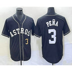 Houston Astros #3 Jeremy Pena Number Black Jereymy Cool Base Stitched Jersey