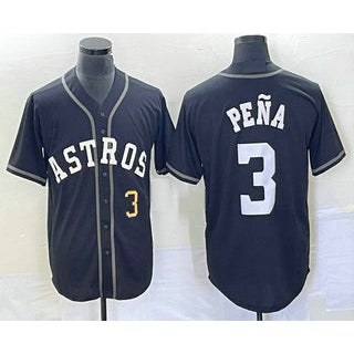 Houston Astros #3 Jeremy Pena Number Black Jereymy Cool Base Stitched Jersey