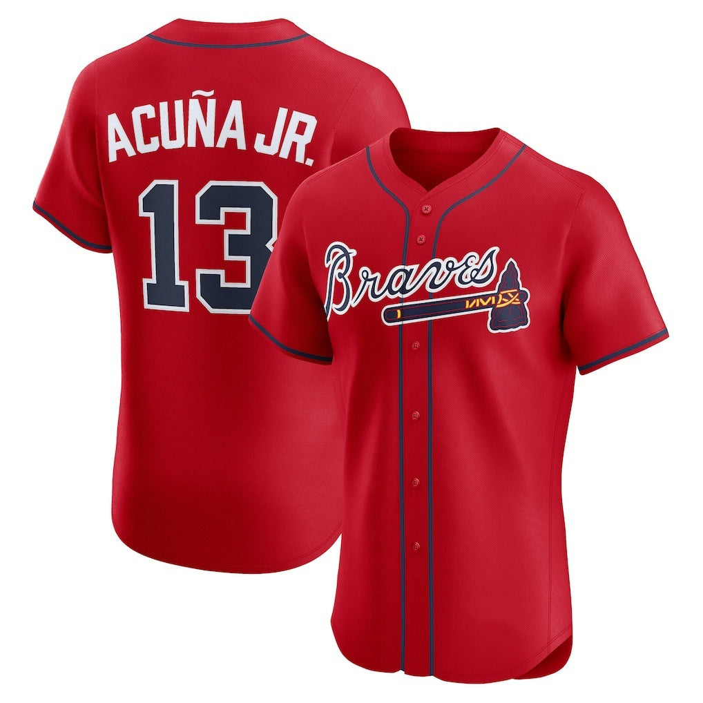 Atlanta Braves #13 Ronald Acu?a Jr. Red Jereymy Alternate 2 Elite Jersey