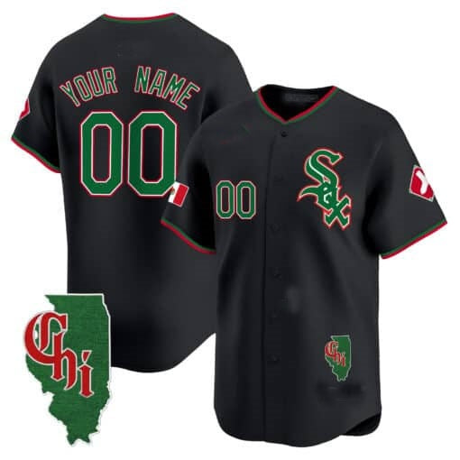 Custom Chicago White Sox Mexico Vapor Premier Limited Jersey ¨C Illinois Patch ¨C Black Jereymy