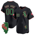 Custom Chicago White Sox Mexico Vapor Premier Limited Jersey ¨C Illinois Patch ¨C Black Jereymy