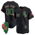 Custom Chicago White Sox Mexico Vapor Premier Limited Jersey ¨C Illinois Patch ¨C Black Jereymy