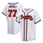 Atlanta Braves #77 Joe Jimenez Player White Gold Jereymy Home Game Stitched Jerseys