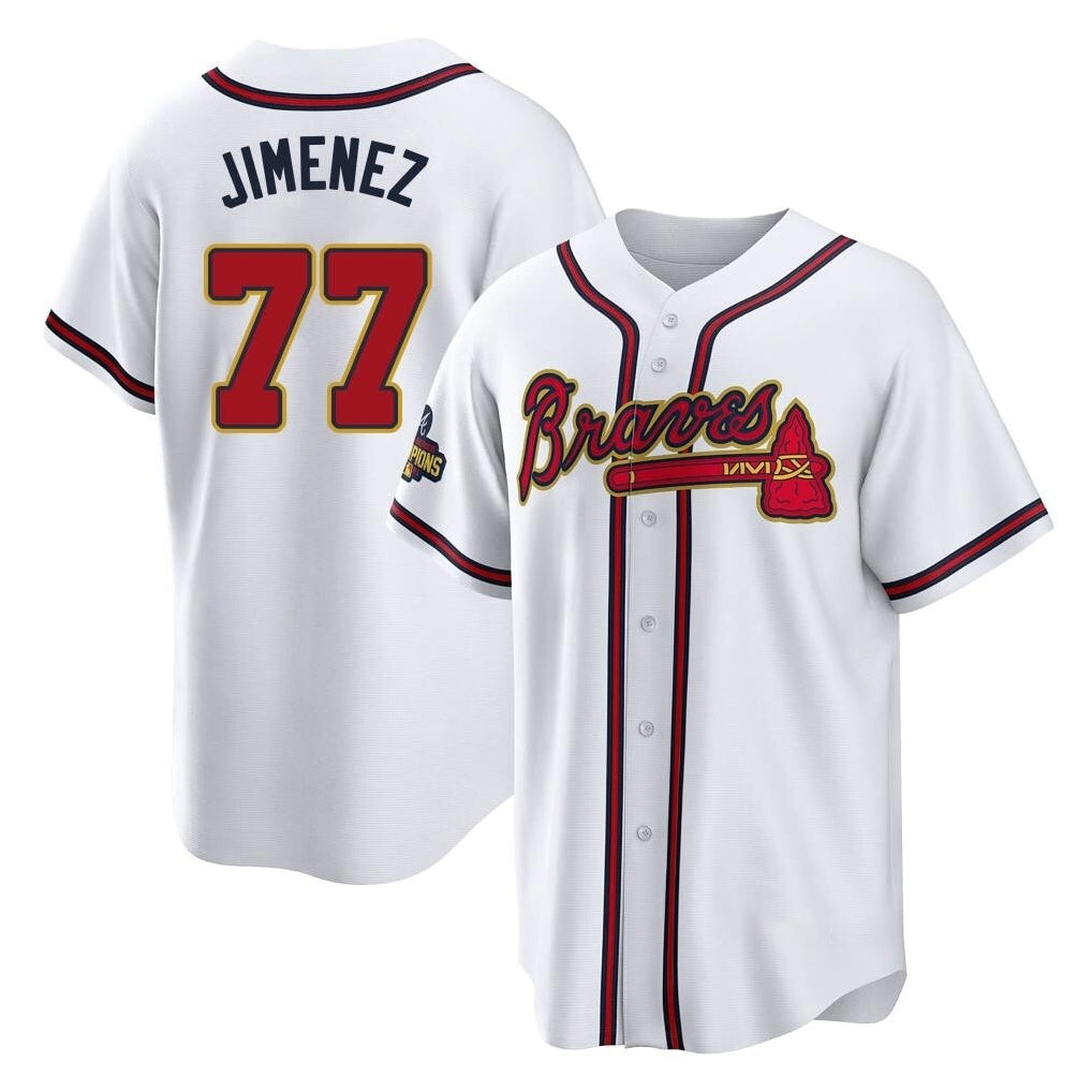 Atlanta Braves #77 Joe Jimenez Player White Gold Jereymy Home Game Stitched Jerseys