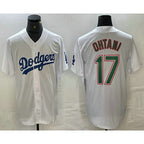 Los Angeles Dodgers #17 Shohei Ohtani White Green Jereymy Stitched Cool Base Jerseys