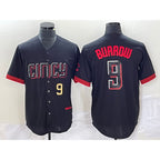 Cincinnati Reds #9 Joe Burrow Number Black Jereymy 2023 City Connect Cool Base Stitched Jersey 2