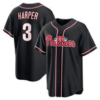 Philadelphia Phillies #3 Bryce Harper Fashion Black Jereymy Out Stitched Baseball Jersey