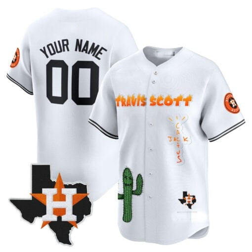 Custom Houston Astros Cactus Jack Patch Vapor Premier Limited Jersey V9 ¨C White Jereymy