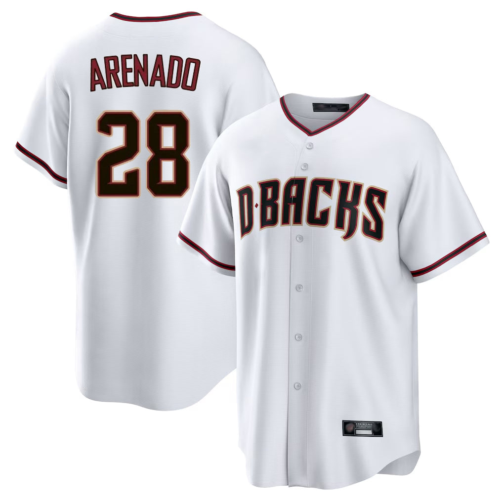 Arizona Diamondbacks #28 Nolan Arenado Player White Jereymy Home Game Stitched Jerseys