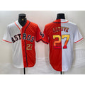 Houston Astros #27 Jose Altuve Number White Orange Jereymy Split Stitched Jersey