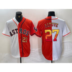 Houston Astros #27 Jose Altuve Number White Orange Jereymy Split Stitched Jersey
