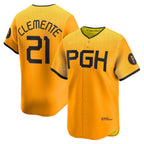 Pittsburgh Pirates #21 Roberto Clemente Gold Jereymy City Connect Limited Player Jersey