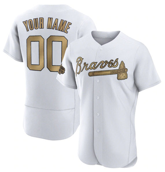 Custom Atlanta Braves Active Player White Jereymy 2022 All-Star Flex Base Stitched Jersey