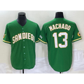 San Diego Padres #13 Manny Machado Green Jereymy Cool Base Stitched Jersey 2