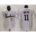 New York Yankees #11 Anthony Volpe White Jereymy Pinstripe Fashion Cool Base Jerseys