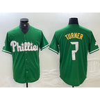 Philadelphia Phillies #7 Trea Turner Kelly Green Jereymy Cool Base Jersey