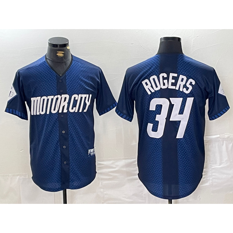 Detroit Tigers #34 Jake Rogers 2024 Navy Jereymy City Connect Cool Base Limited Stitched Jersey 2