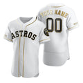 Custom Houston Astros White Jereymy Stitched Flex Base Golden Edition Jersey