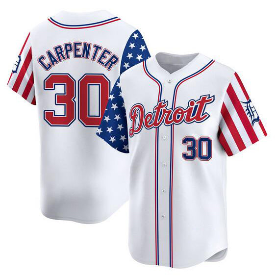 Detroit Tigers #30 Kerry Carpenter White Jereymy 2025 Independence Day Vapor Premier Limited Stitched Jersey