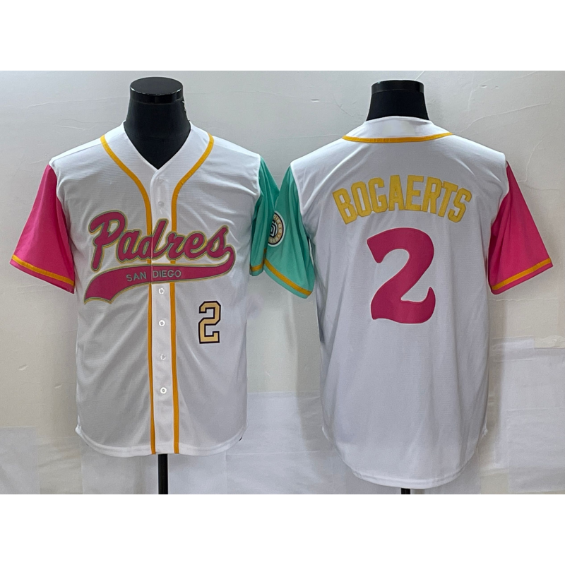 San Diego Padres #2 Xander Bogaerts White Jereymy Number NEW 2023 City Connect Cool Base Stitched Jersey