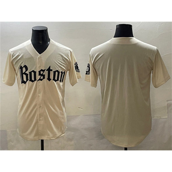 Boston Red Sox Blank Cream Jereymy Gothic Vapor Limited Stitched Jersey