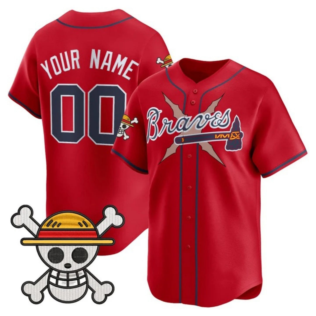 Custom Atlanta Braves x One Piece Red Jereymy Vapor Premier Limited Jersey - Stitched