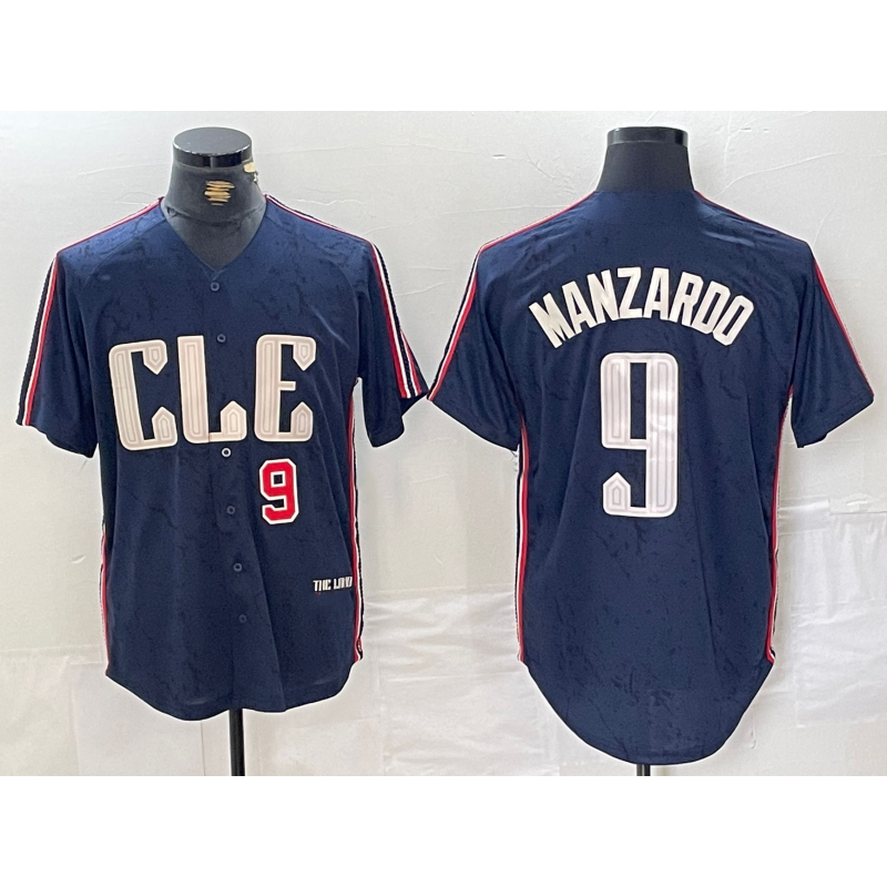 Cleveland Guardians #9 Kyle Manzardo Number Navy Jereymy 2024 City Connect Limited Stitched Jersey