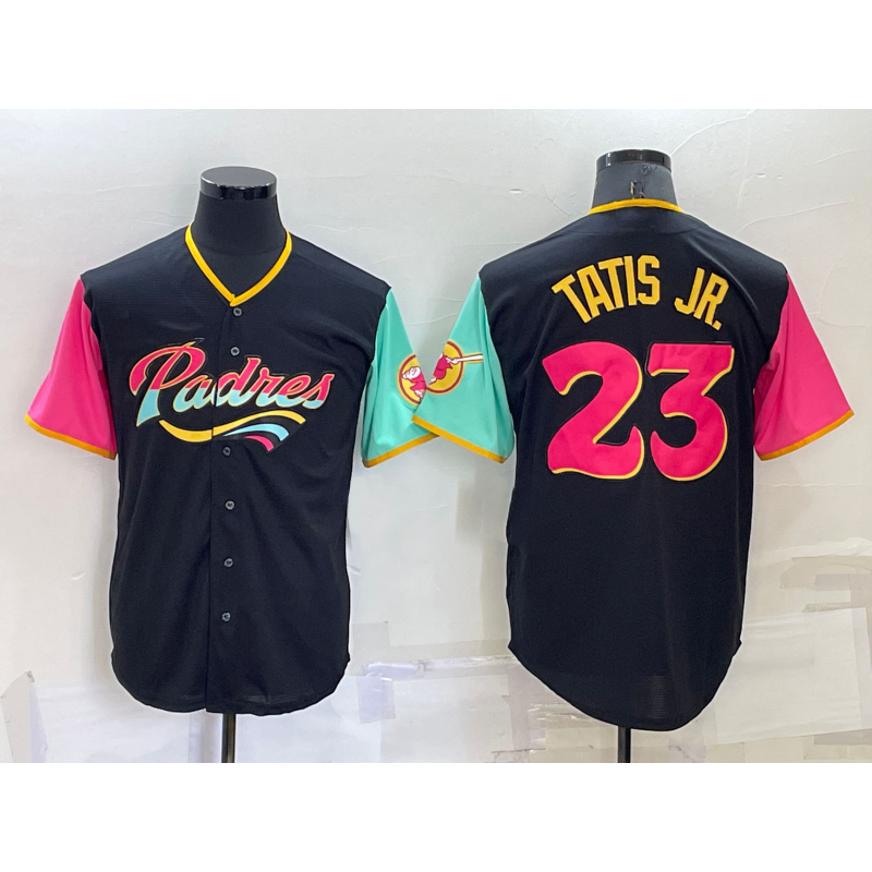 San Diego Padres #23 Fernando Tatis Jr Black Jereymy 2022 City Connect Cool Base Stitched Jersey