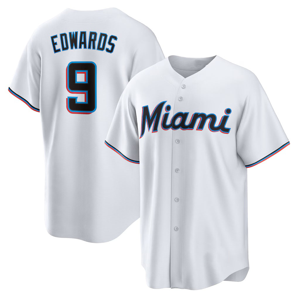 Miami Marlins #9 Xavier Edwards White Jereymy Home Replica Jersey