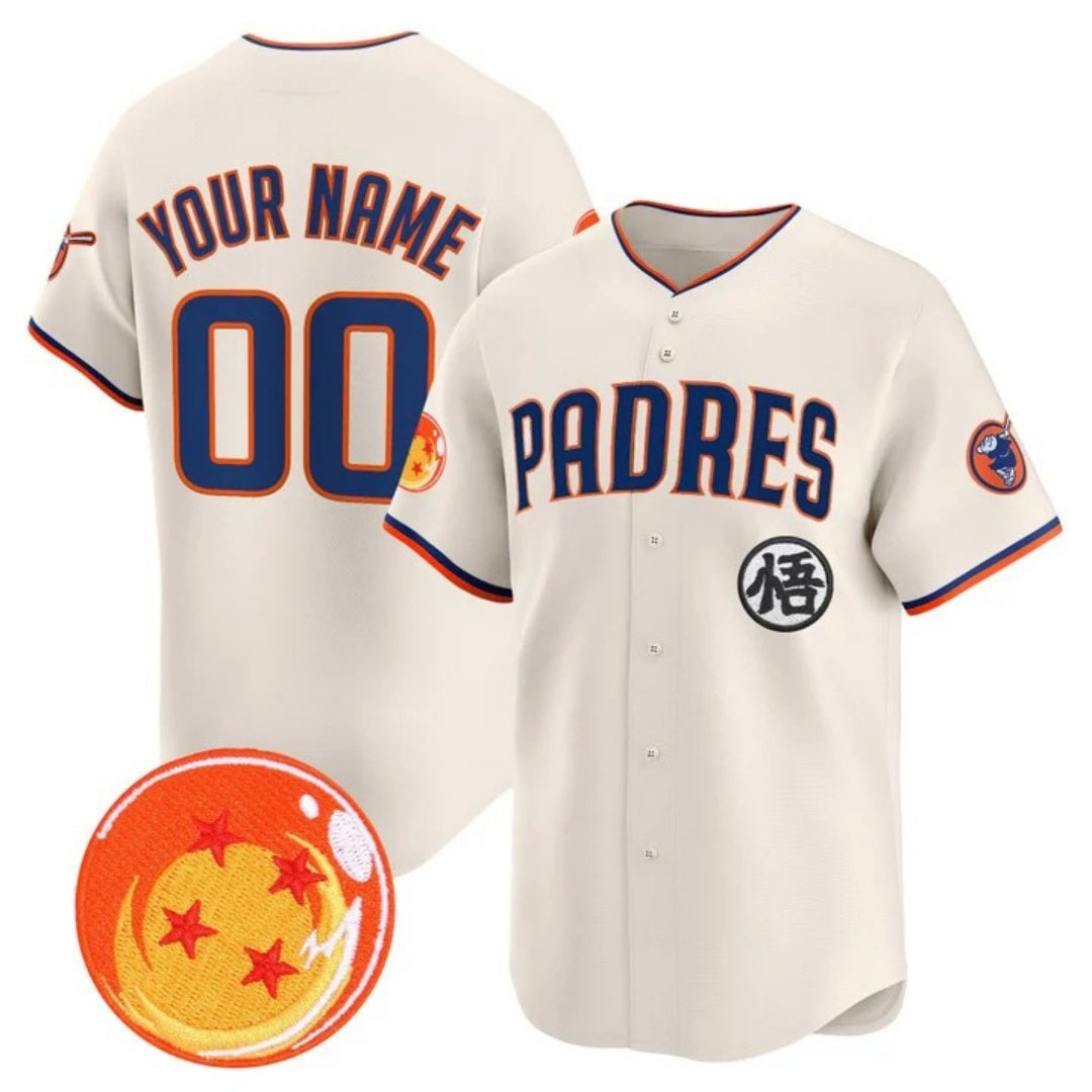 Custom San Diego Padres x Dragon Ball Cream Jereymy Vapor Premier Limited Jersey - All Stitched